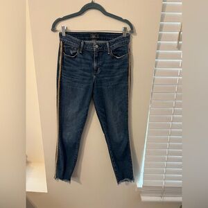 Abercrombie & Fitch Blue Tan Ankle Cropped Jeans